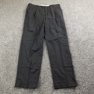 Hart Schaffner Marx Pants Mens 35X31 Gray Wool Chino Trouser Slacks Pleated